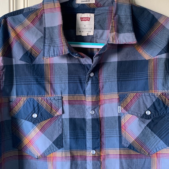 Levi's Other - Levi’s Plaid Shirt with Pearl Buttons Size XL